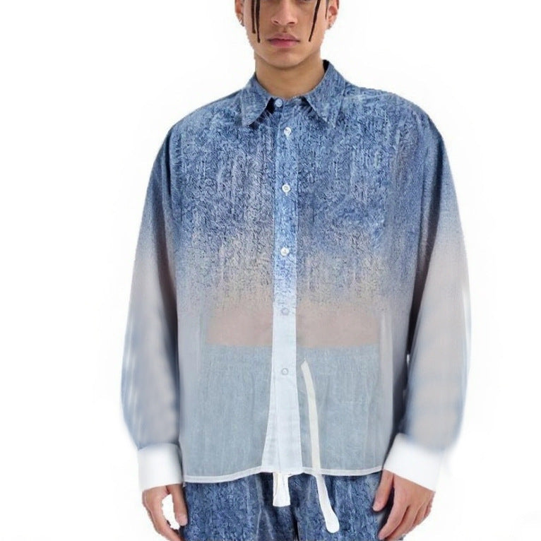 Gradient Thin Sheer Mens Shirt